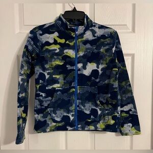 Eddie Bauer boys medium 10-12 blue and green camo full zip jacket
